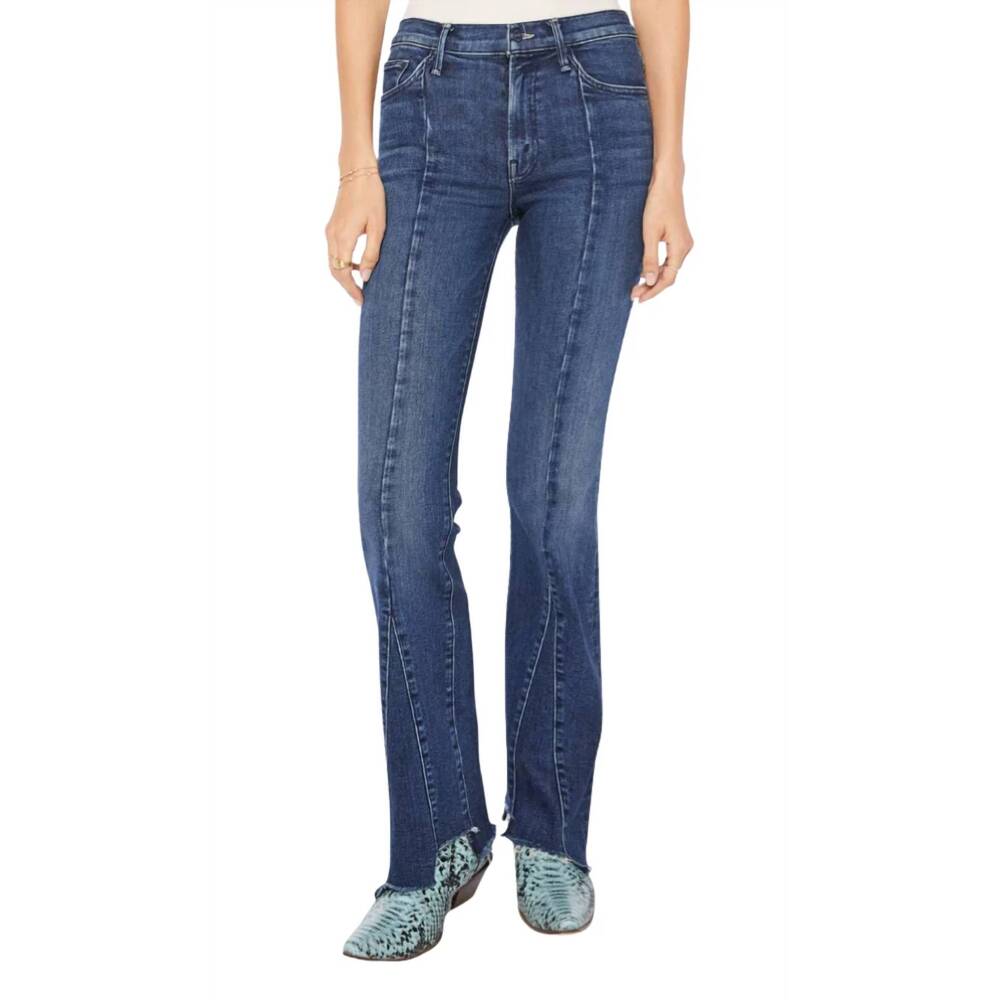 NEW MOTHER insider skimp pointy fray jeans in yar